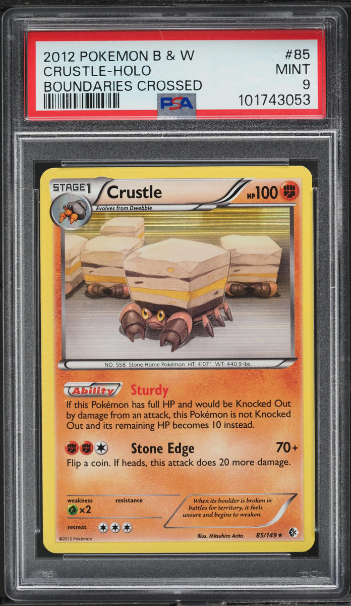 2012 POKEMON BLACK & WHITE BOUNDARIES CROSSED HOLO CRUSTLE #85 PSA 9 MINT