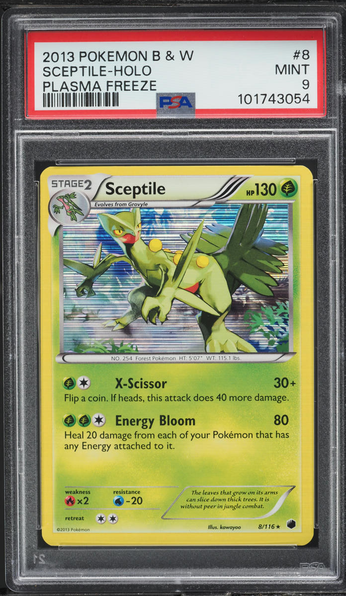2013 POKEMON BLACK & WHITE PLASMA FREEZE HOLO SCEPTILE #8 PSA 9 MINT