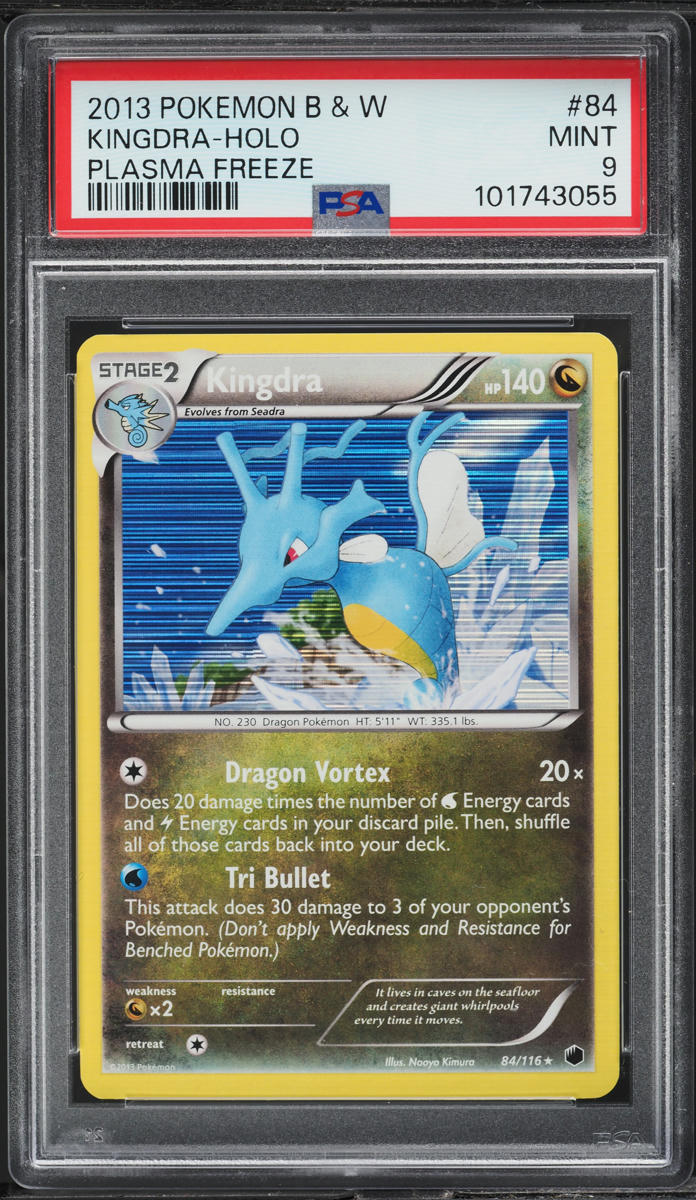 2013 POKEMON BLACK & WHITE PLASMA FREEZE HOLO KINGDRA #84 PSA 9 MINT