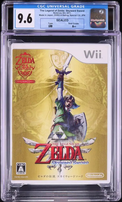 2011 THE LEGEND OF ZELDA: SKYWARD SWORD 25TH ANNIVERSARY JAPANESE NINTENDO WII CGC 9.6 A++ SEALED