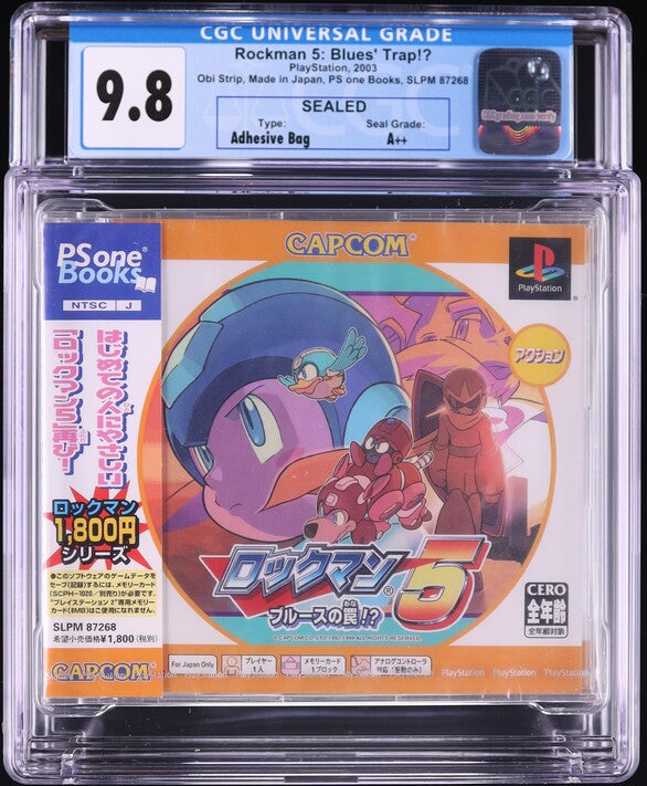 2003 ROCKMAN 5 BLUES' TRAP!? JAPANESE PLAYSTATION 1 PS1 CGC 9.8 A++ SEALED