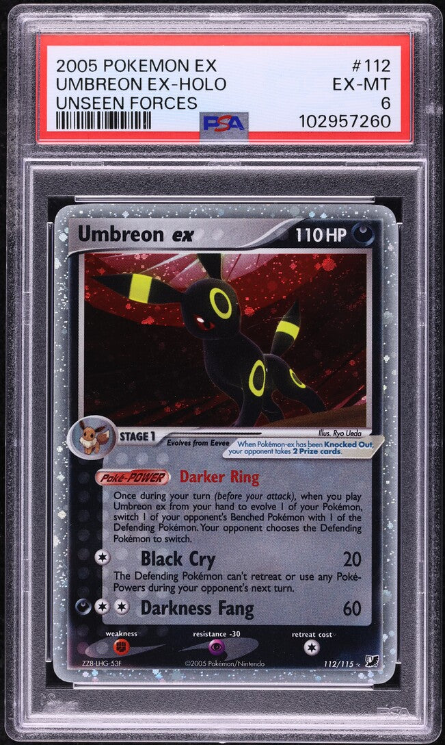 2005 POKEMON EX UNSEEN FORCES HOLO UMBREON EX #112 PSA 6 EXMT