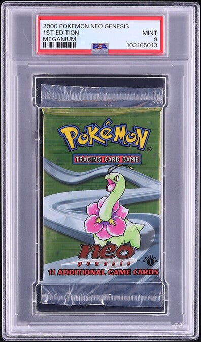 2000 POKEMON NEO GENESIS 1ST EDITION MEGANIUM BOOSTER PACK PSA 9