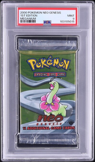 2000 POKEMON NEO GENESIS 1ST EDITION MEGANIUM BOOSTER PACK PSA 9