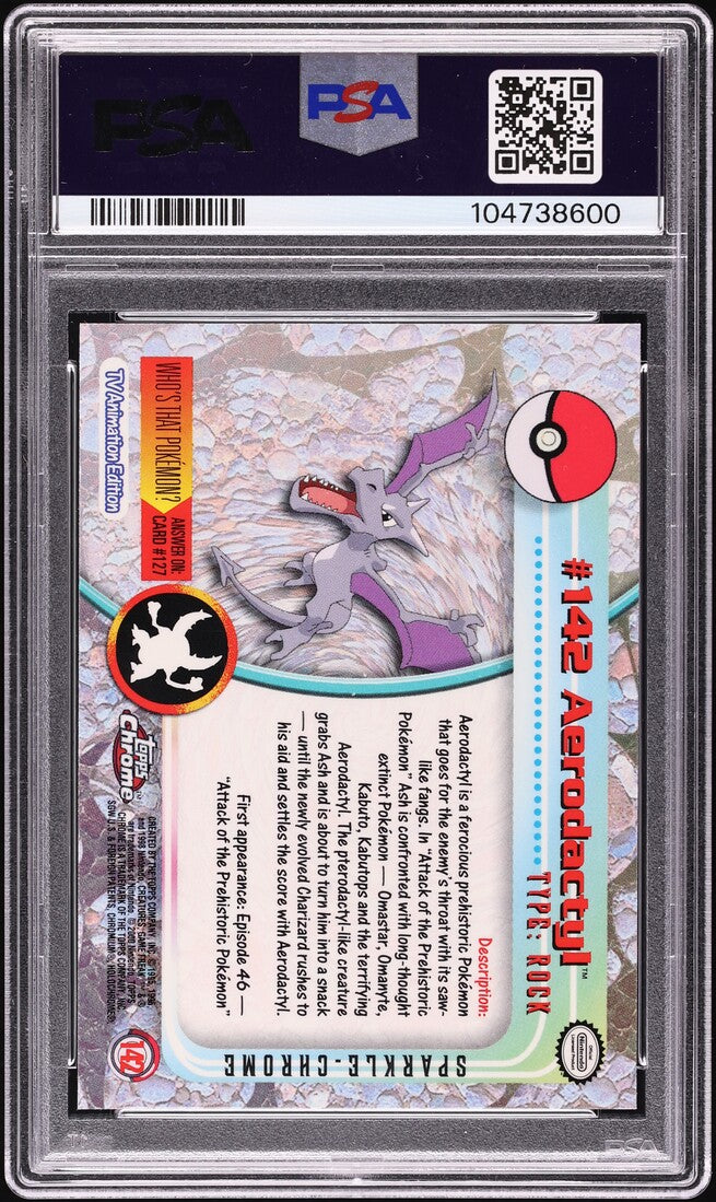2000 TOPPS CHROME POKEMON SERIES 2 SPARKLE AERODACTYL #142 PSA 10 GEM MINT