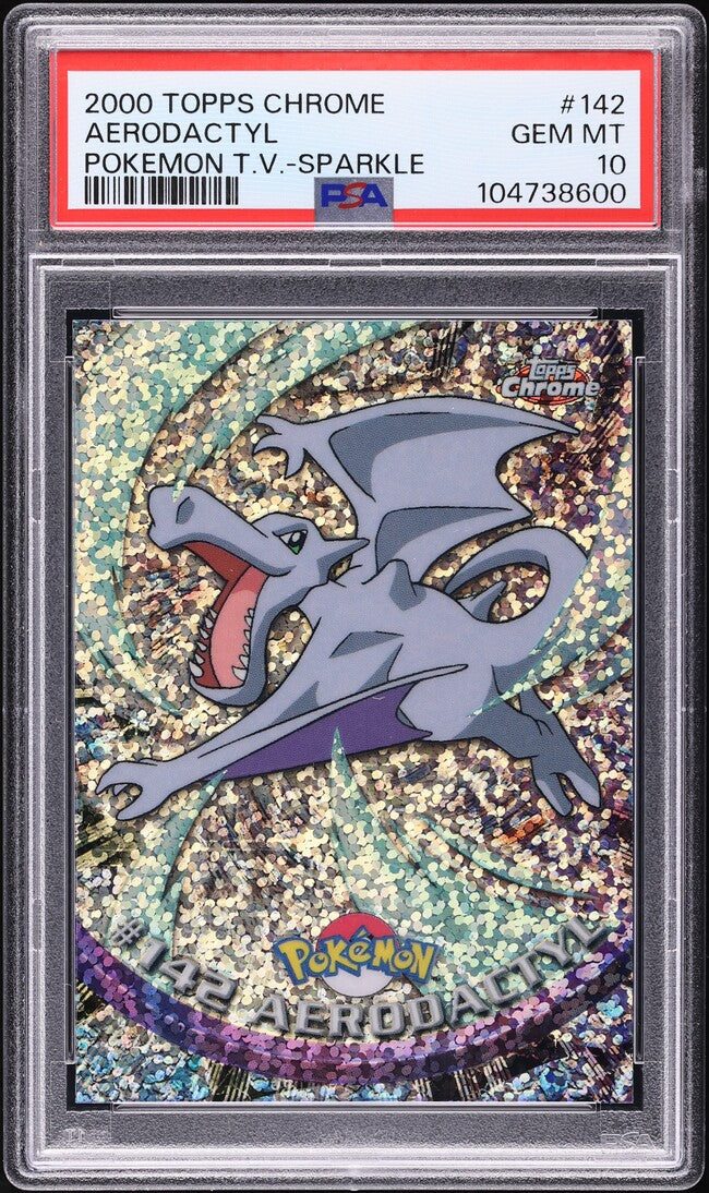 2000 TOPPS CHROME POKEMON SERIES 2 SPARKLE AERODACTYL #142 PSA 10 GEM MINT