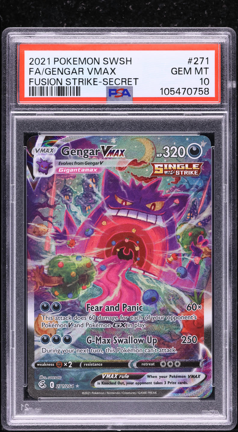 2021 POKEMON SWORD & SHIELD FUSION STRIKE FULL ART GENGAR VMAX #271 PSA 10 GEM MINT