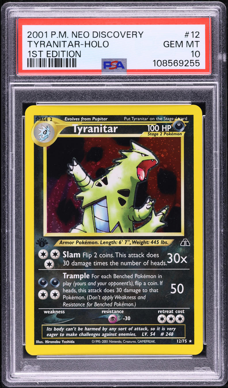 2001 POKEMON NEO DISCOVERY 1ST EDITION HOLO TYRANITAR #12 PSA 10 GEM MINT