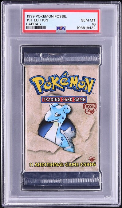 1999 POKEMON FOSSIL 1ST EDITION LAPRAS BOOSTER PACK PSA 10