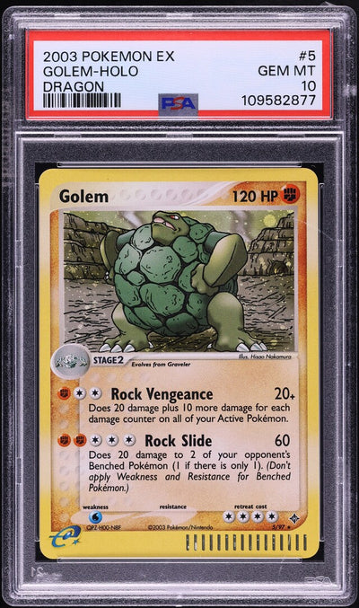2003 POKEMON EX DRAGON HOLO GOLEM #5 PSA 10 GEM MINT