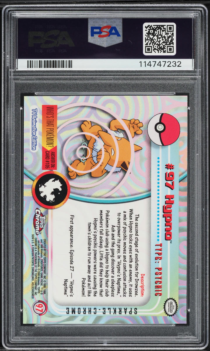 2000 TOPPS CHROME POKEMON SERIES 2 SPARKLE HYPNO #97 PSA 10 GEM MINT