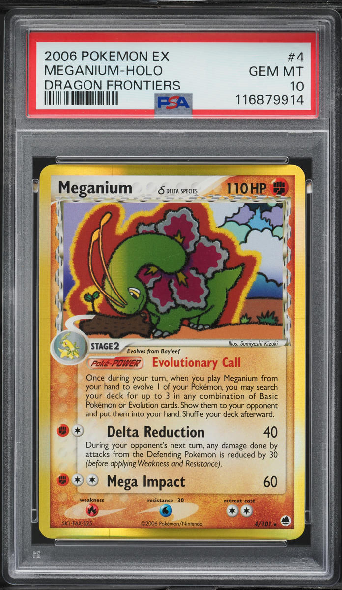 2006 POKEMON EX DRAGON FRONTIERS HOLO MEGANIUM #4 PSA 10 GEM MINT