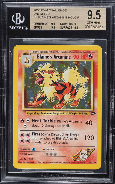 2000 POKEMON GYM CHALLENGE HOLO BLAINE'S ARCANINE #1 BGS 9.5 GEM MINT