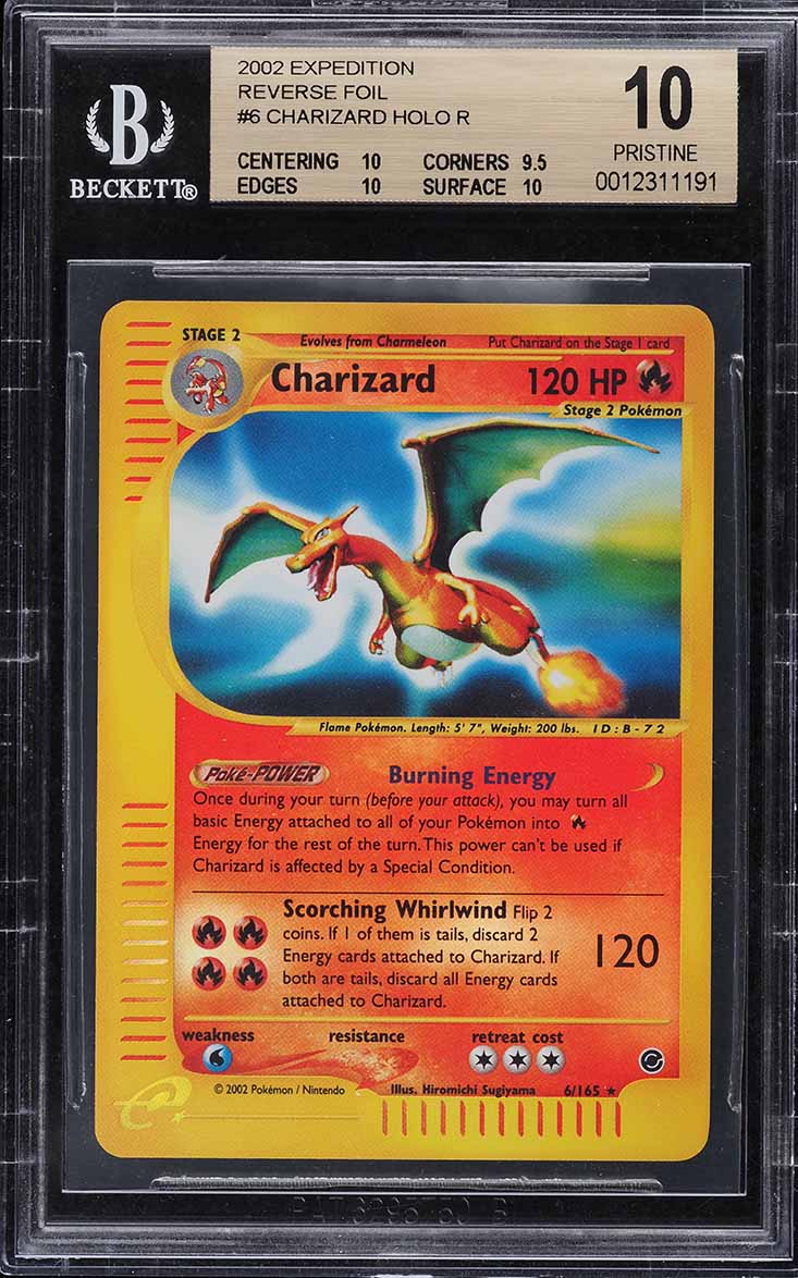 2002 POKEMON EXPEDITION REVERSE HOLO CHARIZARD #6 BGS 10 PRISTINE