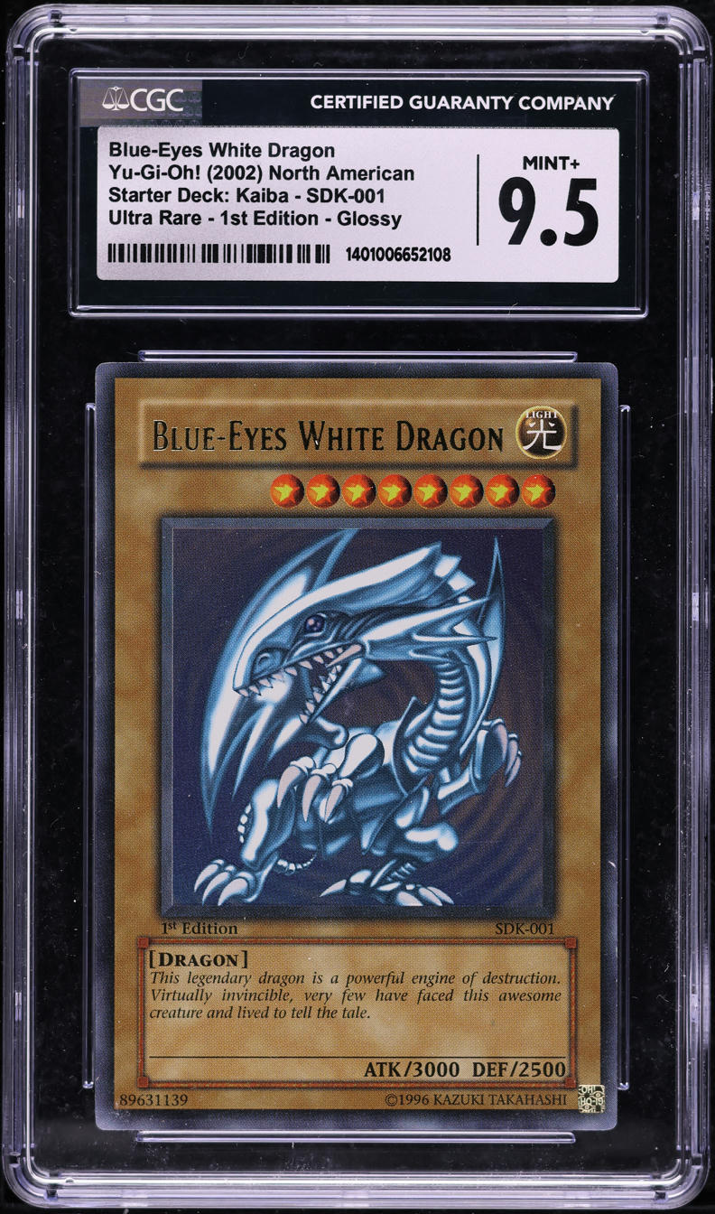 2002 YU-GI-OH! YUGIOH! STARTER DECK KAIBA 1ST EDITION GLOSSY BLUE-EYES WHITE DRAGON #SDK-001 CGC 9.5