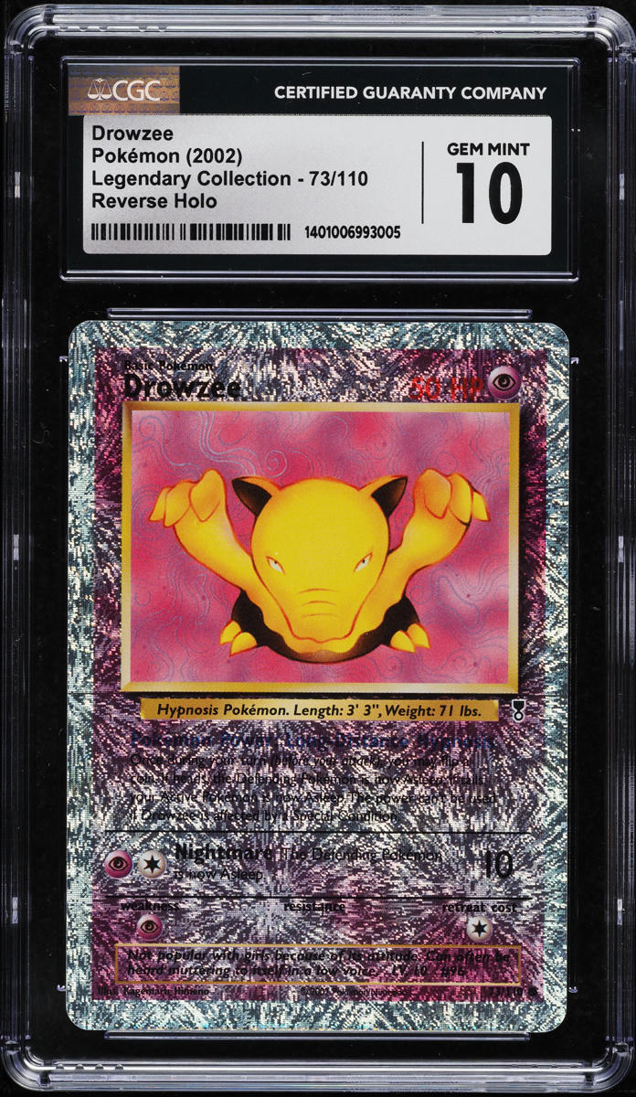 2002 POKEMON LEGENDARY COLLECTION REVERSE HOLO DROWZEE #73 CGC 10 GEM MINT