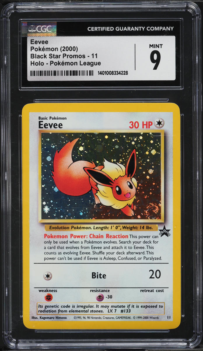 2000 POKEMON LEAGUE BLACK STAR PROMO HOLO EEVEE #11 CGC 9 MINT