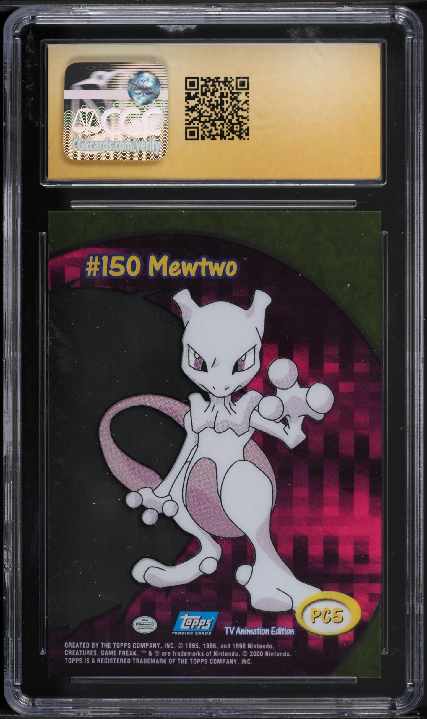 2000 TOPPS POKEMON TV SERIES 2 CLEAR CARD MEWTWO #PC5 CGC 10 PRISTINE