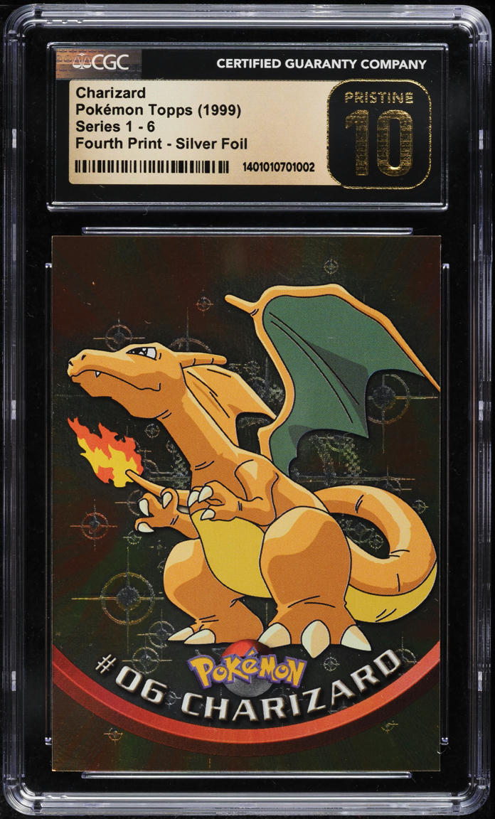 1999 TOPPS POKEMON SERIES 1 SILVER FOIL CHARIZARD #6 CGC 10 PRISTINE ...