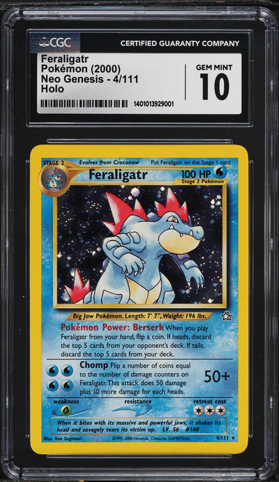 2000 POKEMON NEO GENESIS HOLO FERALIGATR #4 CGC 10