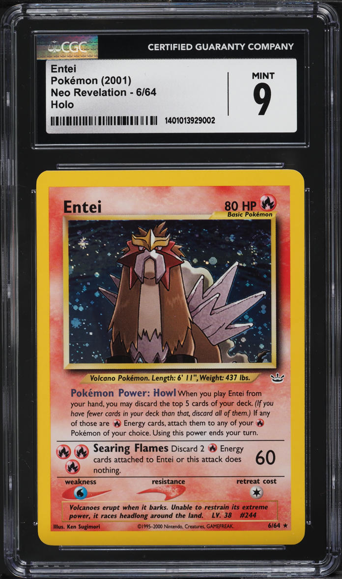 2001 POKEMON NEO REVELATION HOLO ENTEI #6 CGC 9 MINT