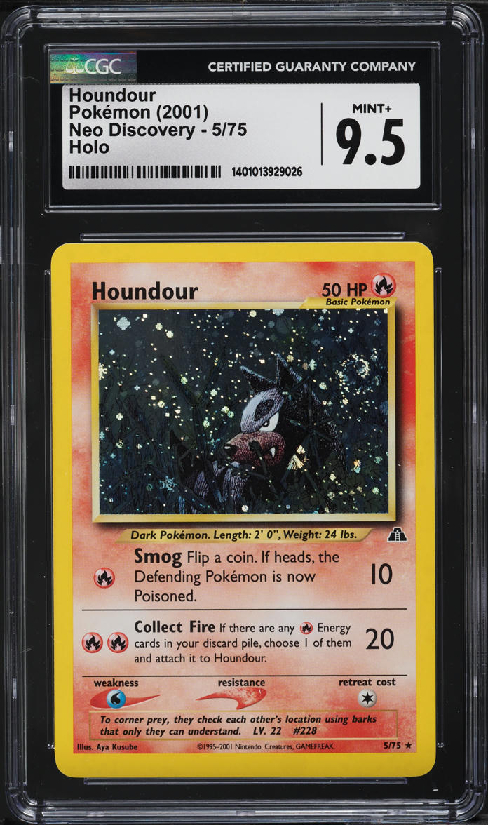 2001 POKEMON NEO DISCOVERY HOLO HOUNDOUR #5 CGC 9.5