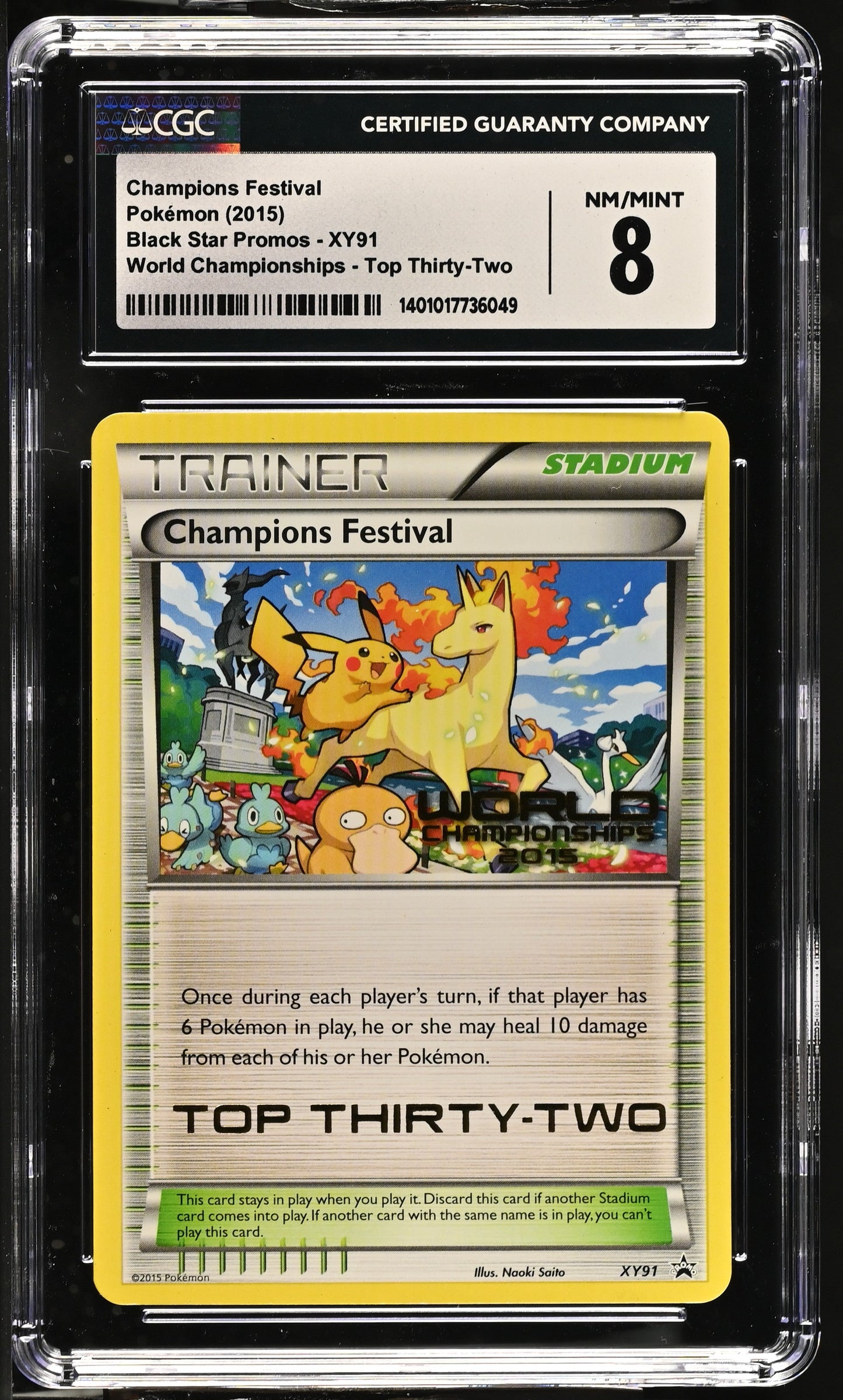 2015 POKEMON WORLD CHAMPIONSHIPS PROMO TOP THIRTY-TWO 32 FESTIVAL #XY91 CGC 8