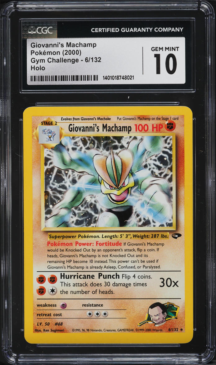 2000 POKEMON GYM CHALLENGE HOLO GIOVANNI'S MACHAMP #6 CGC 10 GEM MINT