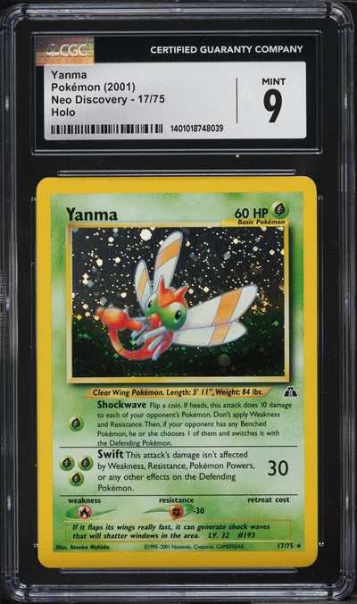 2001 POKEMON NEO DISCOVERY HOLO YANMA #17 CGC 9