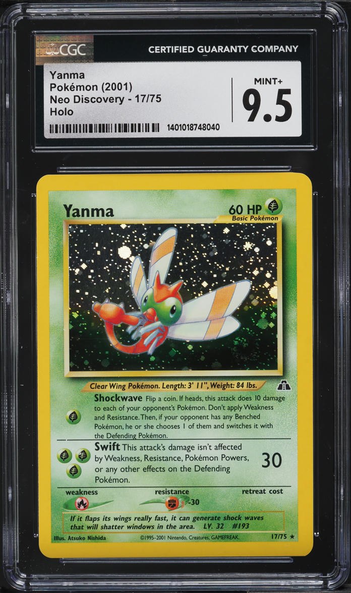 2001 POKEMON NEO DISCOVERY HOLO YANMA #17 CGC 9.5