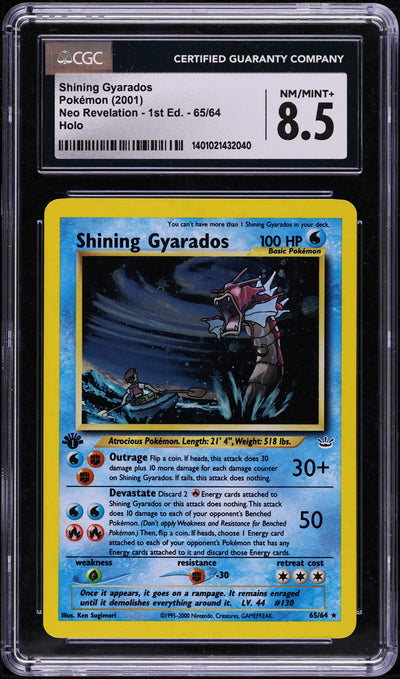 2001 POKEMON NEO REVELATION 1ST EDITION HOLO SHINING GYARADOS #65 CGC 8.5 NM-MT+