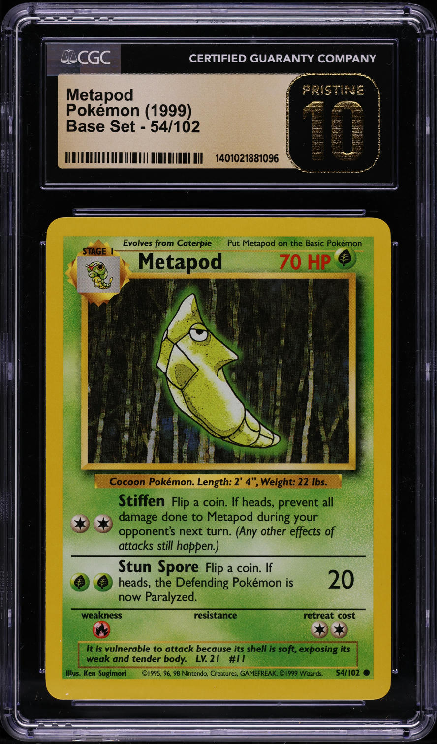 1999 POKEMON BASE SET METAPOD #54 CGC 10 PRISTINE