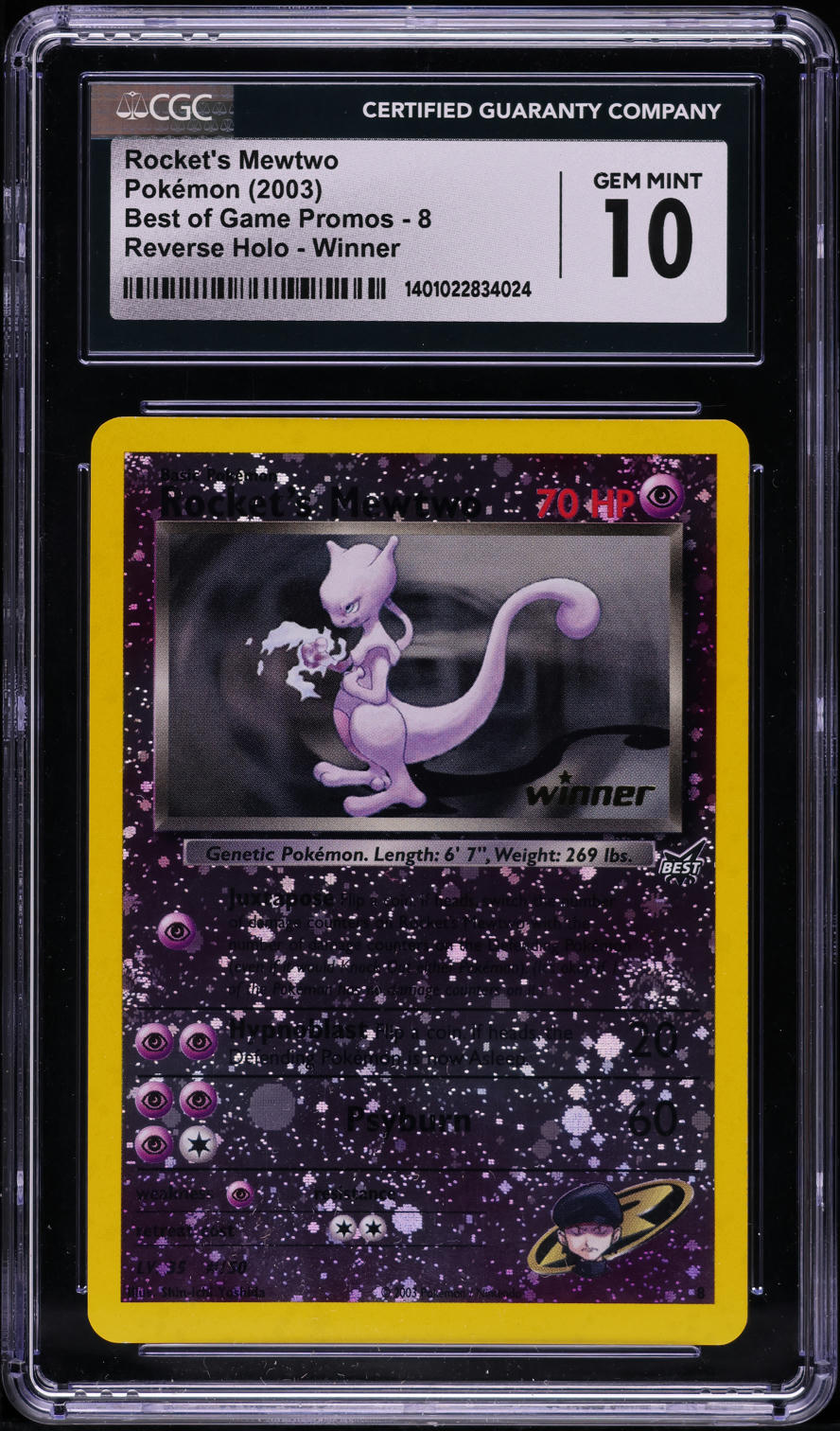 2003 POKEMON BEST OF GAME PROMOS REVERSE HOLO WINNER ROCKET'S MEWTWO #8 CGC 10