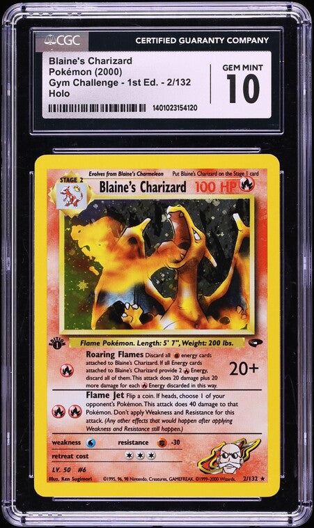 2000 POKEMON GYM CHALLENGE 1ST EDITION HOLO BLAINE'S CHARIZARD #2 CGC 10 GEM MINT