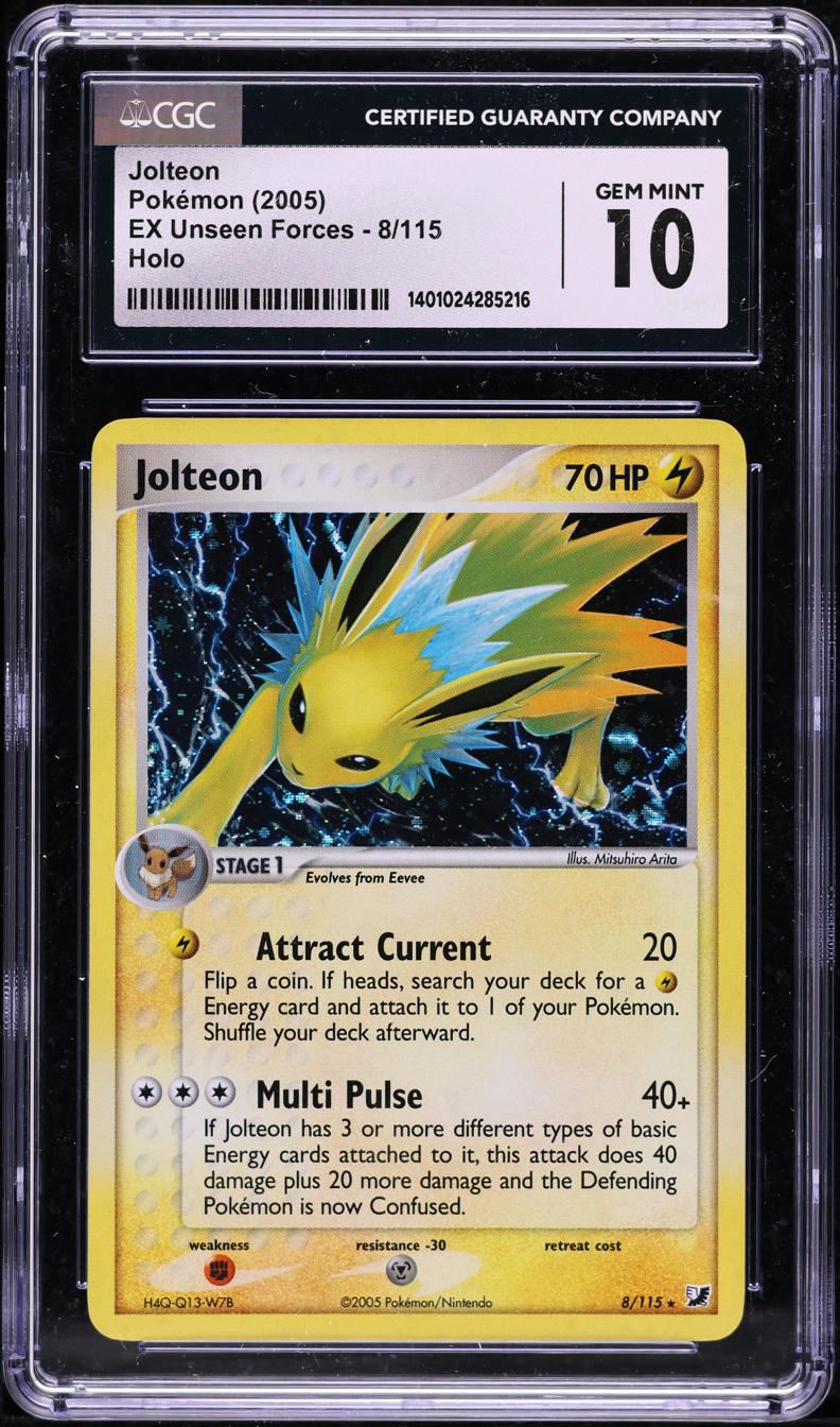 2005 POKEMON EX UNSEEN FORCES HOLO JOLTEON #8 CGC 10 GEM MINT