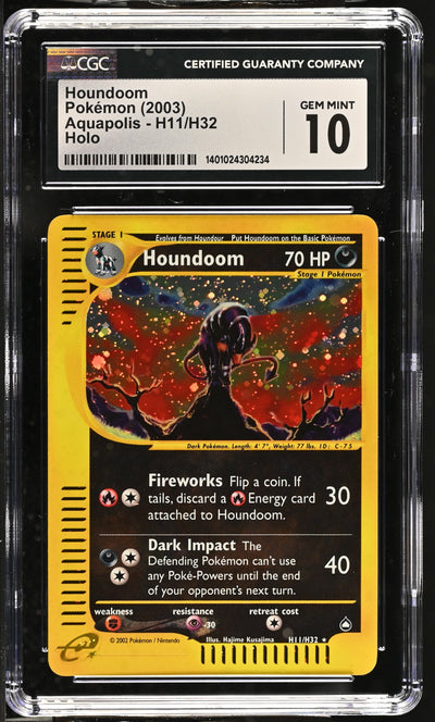 2003 POKEMON AQUAPOLIS HOLO HOUNDOOM #H11 CGC 10 GEM MINT