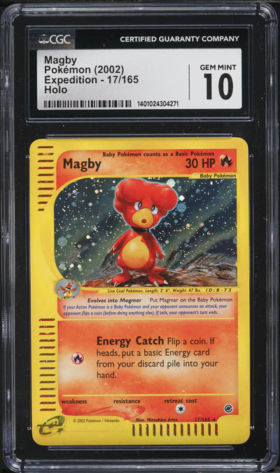 2002 POKEMON EXPEDITION HOLO MAGBY #17 CGC 10 GEM MINT