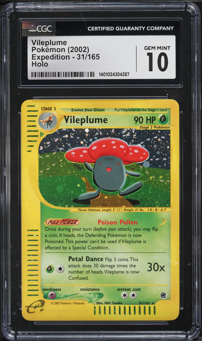 2002 POKEMON EXPEDITION HOLO VILEPLUME #31 CGC 10 GEM MINT