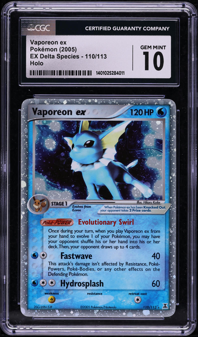 2005 POKEMON EX DELTA SPECIES HOLO VAPOREON EX #110 CGC 10 GEM MINT