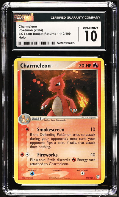 2004 POKEMON EX TEAM ROCKET RETURNS HOLO CHARMELEON #110 CGC 10 GEM MINT