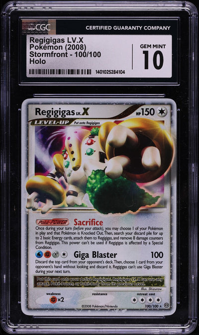 2008 POKEMON STORMFRONT HOLO REGIGIGAS LV.X #100 CGC 10