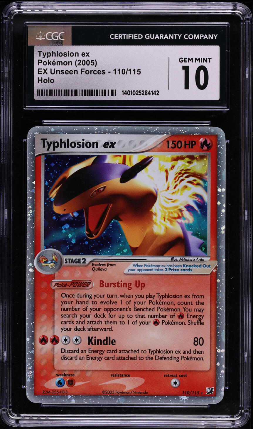 2005 POKEMON EX UNSEEN FORCES HOLO TYPHLOSION EX #110 CGC 10 GEM MINT