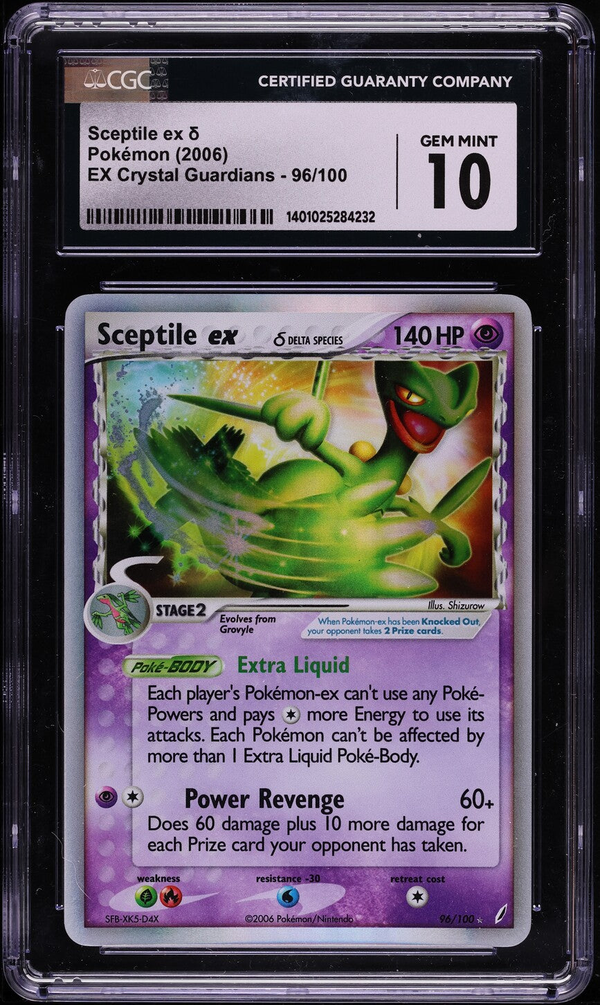 2006 POKEMON EX CRYSTAL GUARDIANS HOLO SCEPTILE EX #96 CGC 10 GEM MINT