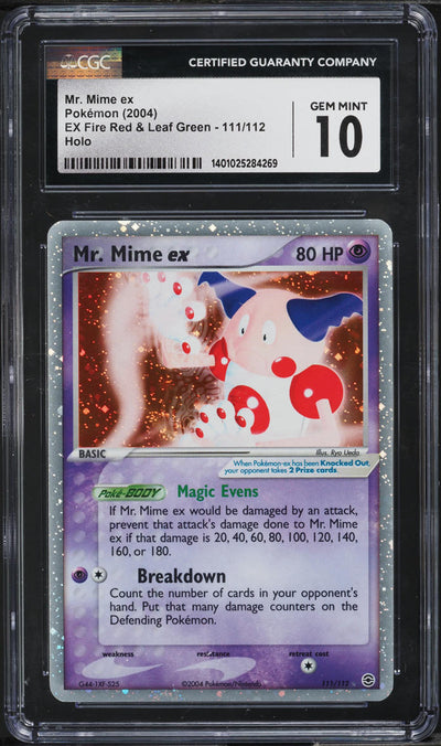 2004 POKEMON EX FIRE RED & LEAF GREEN HOLO MR. MIME EX #111 CGC 10 GEM MINT