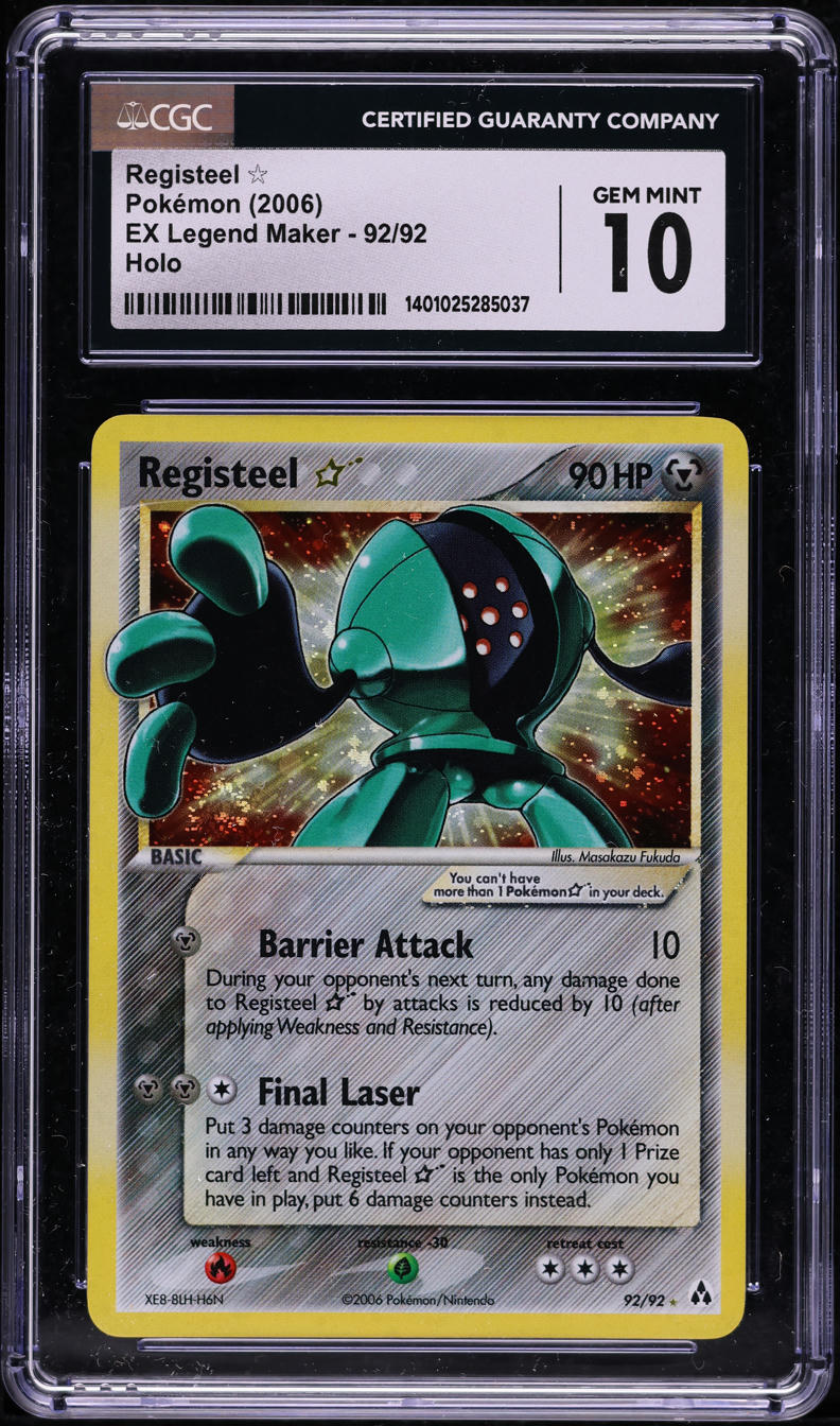 2006 POKEMON EX LEGEND MAKER HOLO REGISTEEL GOLD STAR #92 CGC 10 GEM MINT