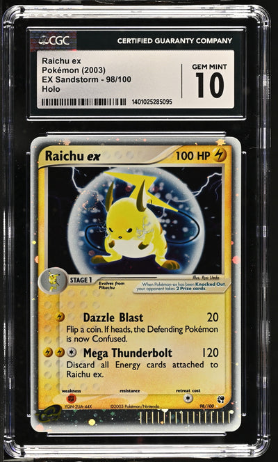 2003 POKEMON EX SANDSTORM HOLO RAICHU EX #98 CGC 10 GEM MINT