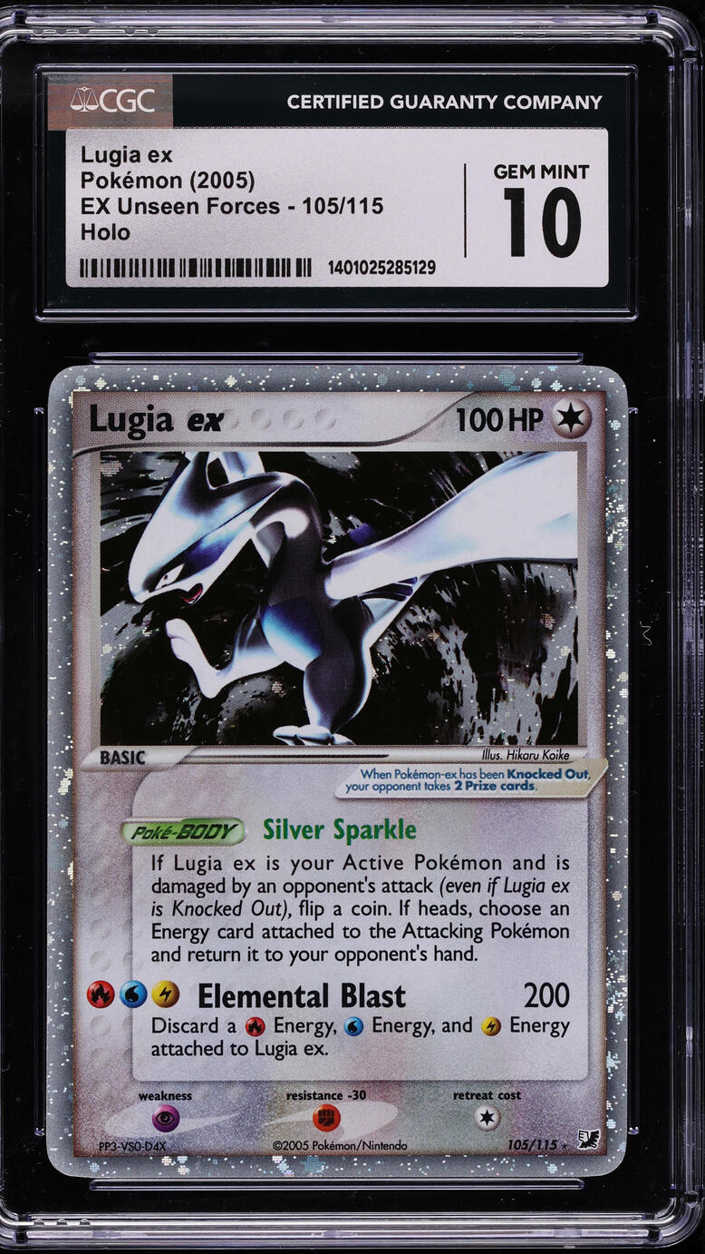 2005 POKEMON EX UNSEEN FORCES HOLO LUGIA EX #105 CGC 10 GEM MINT