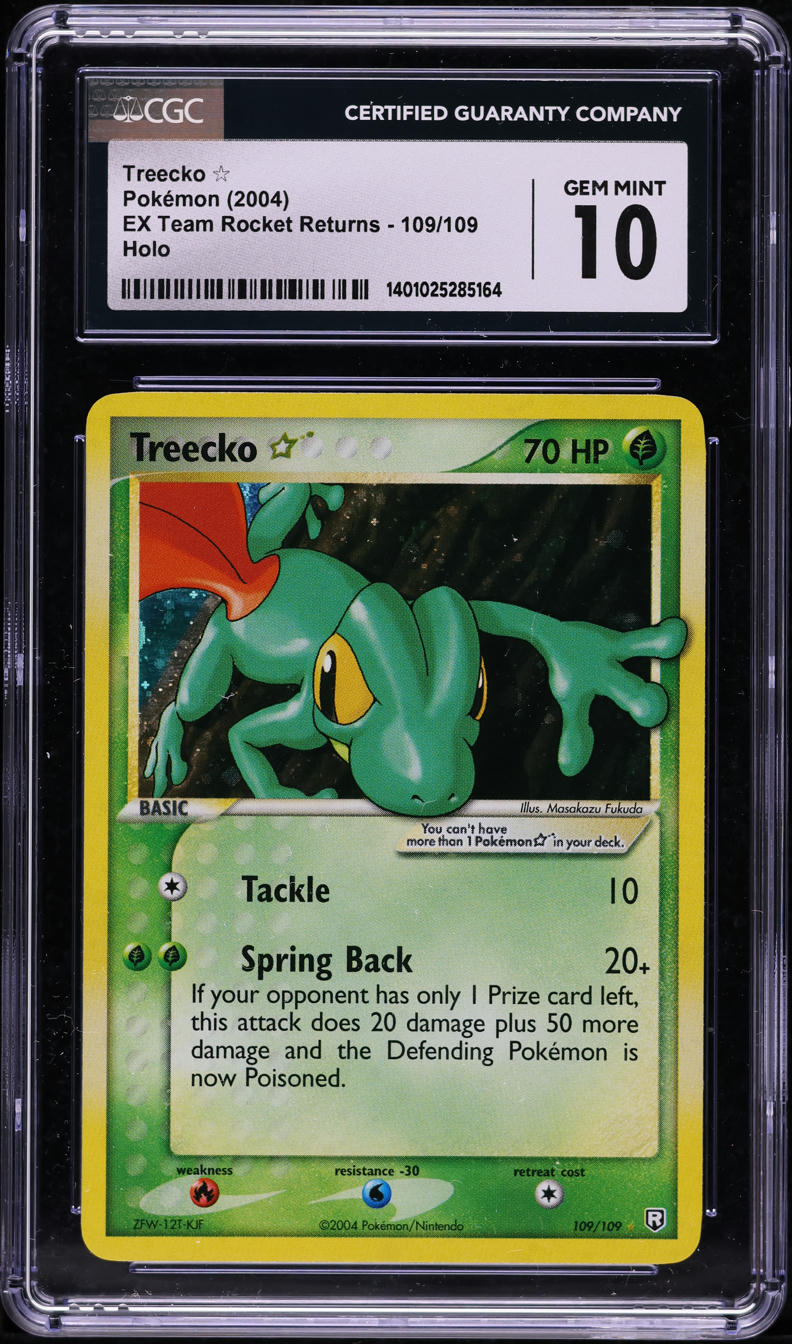 2004 POKEMON EX TEAM ROCKET RETURNS HOLO TREECKO GOLD STAR #109 CGC 10 GEM MINT