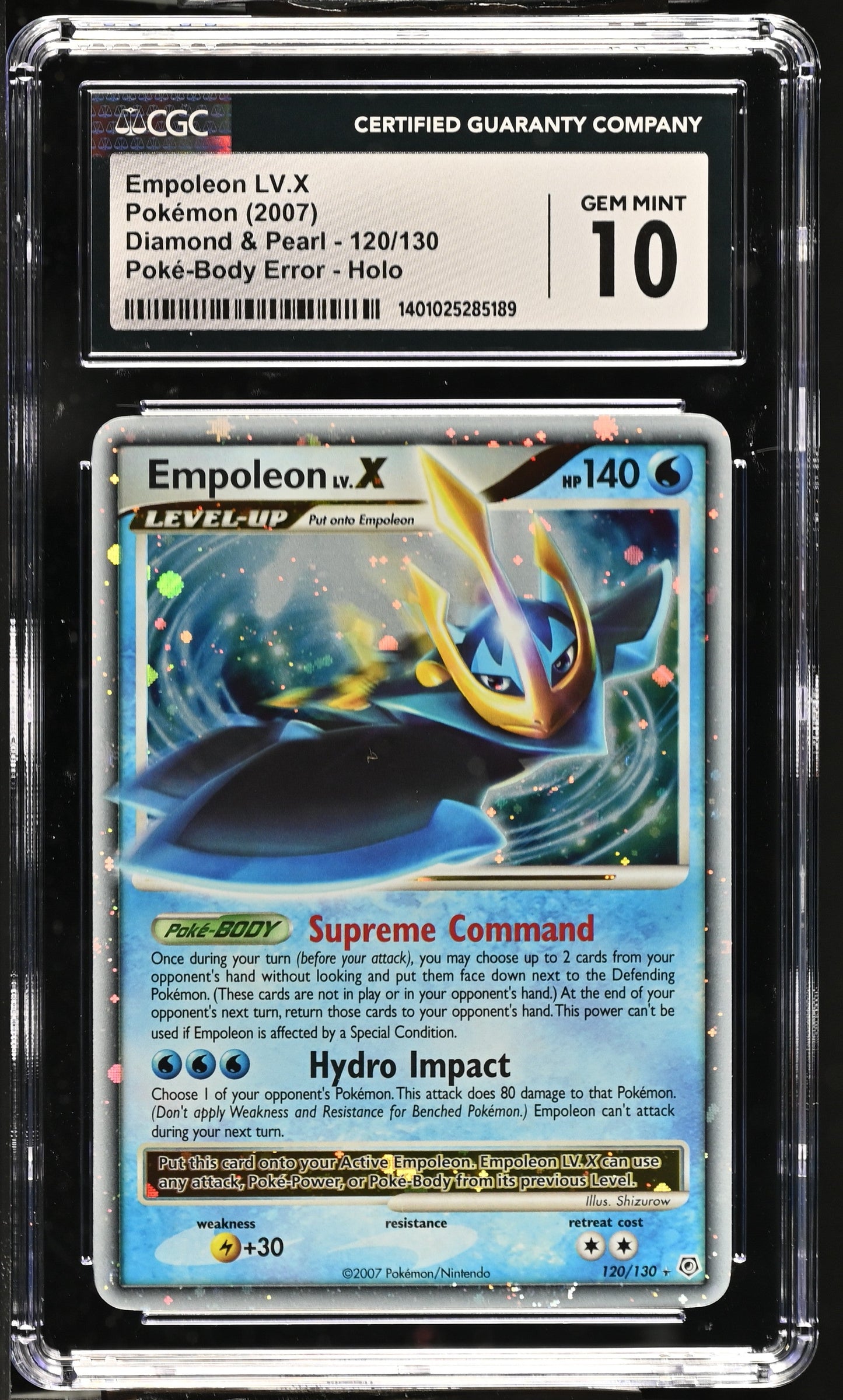 2007 POKEMON DP POKE-BODY ERROR HOLO EMPOLEON LV.X #120 CGC 10