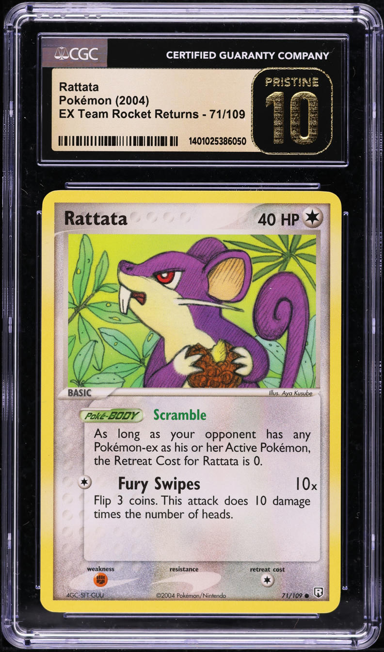 2004 POKEMON EX TEAM ROCKET RETURNS RATTATA #71 CGC 10 PRISTINE